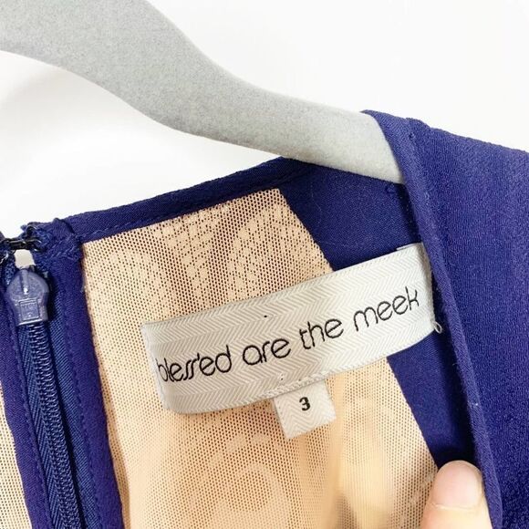 Blessed Are The Meek Blue Sleeveless Round Neck One Piece Romper Size Medium - Picture 5 of 8